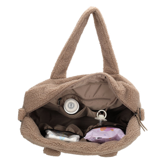 Teddy-Wickeltasche 40x28cm in Taupe – Eleganter Alltagshelfer - leder-accessoires.com