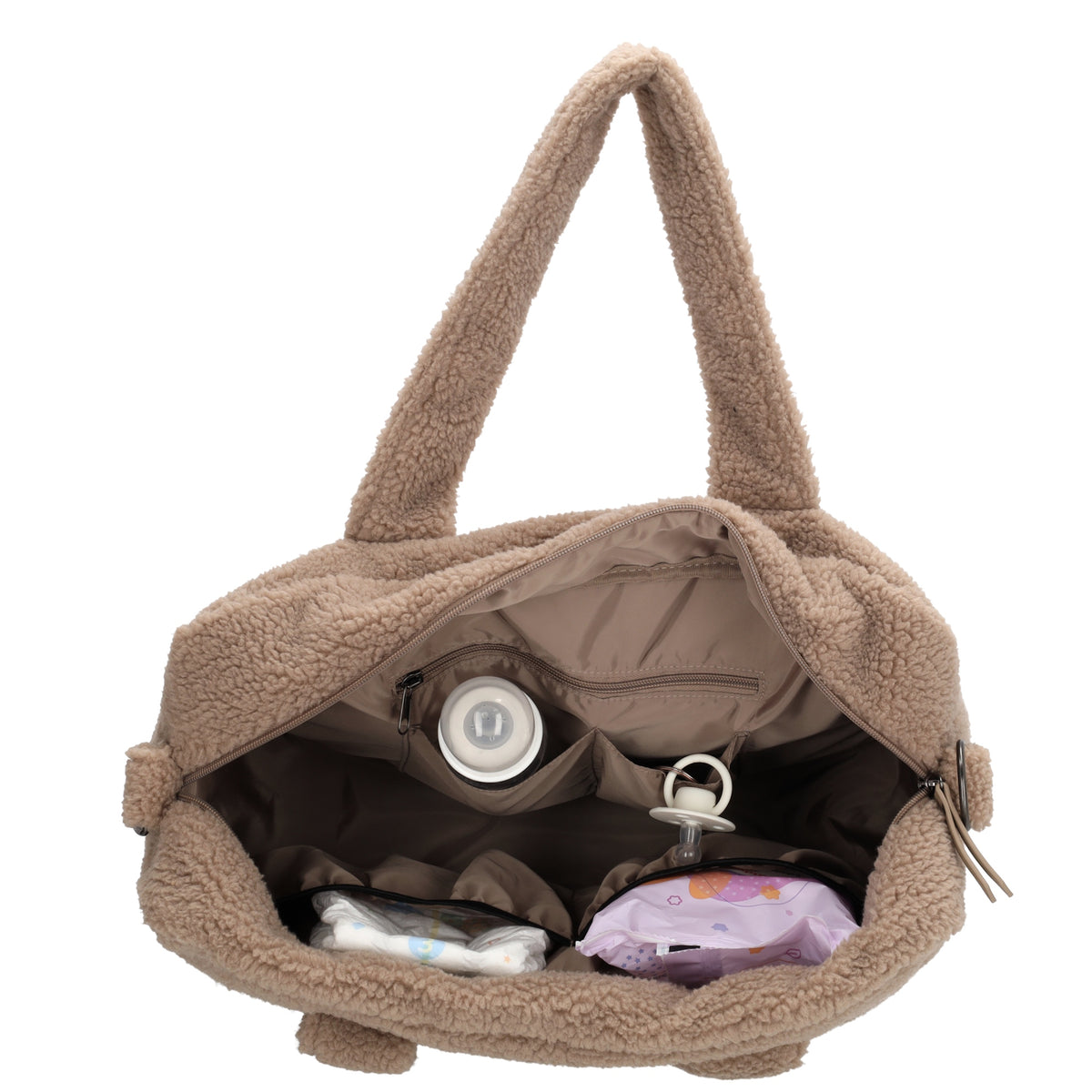 Teddy-Wickeltasche 40x28cm in Taupe – Eleganter Alltagshelfer - leder-accessoires.com