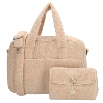 Teddy-Wickeltasche 40x28cm in Creme – Helle, moderne Babybag - leder-accessoires.com
