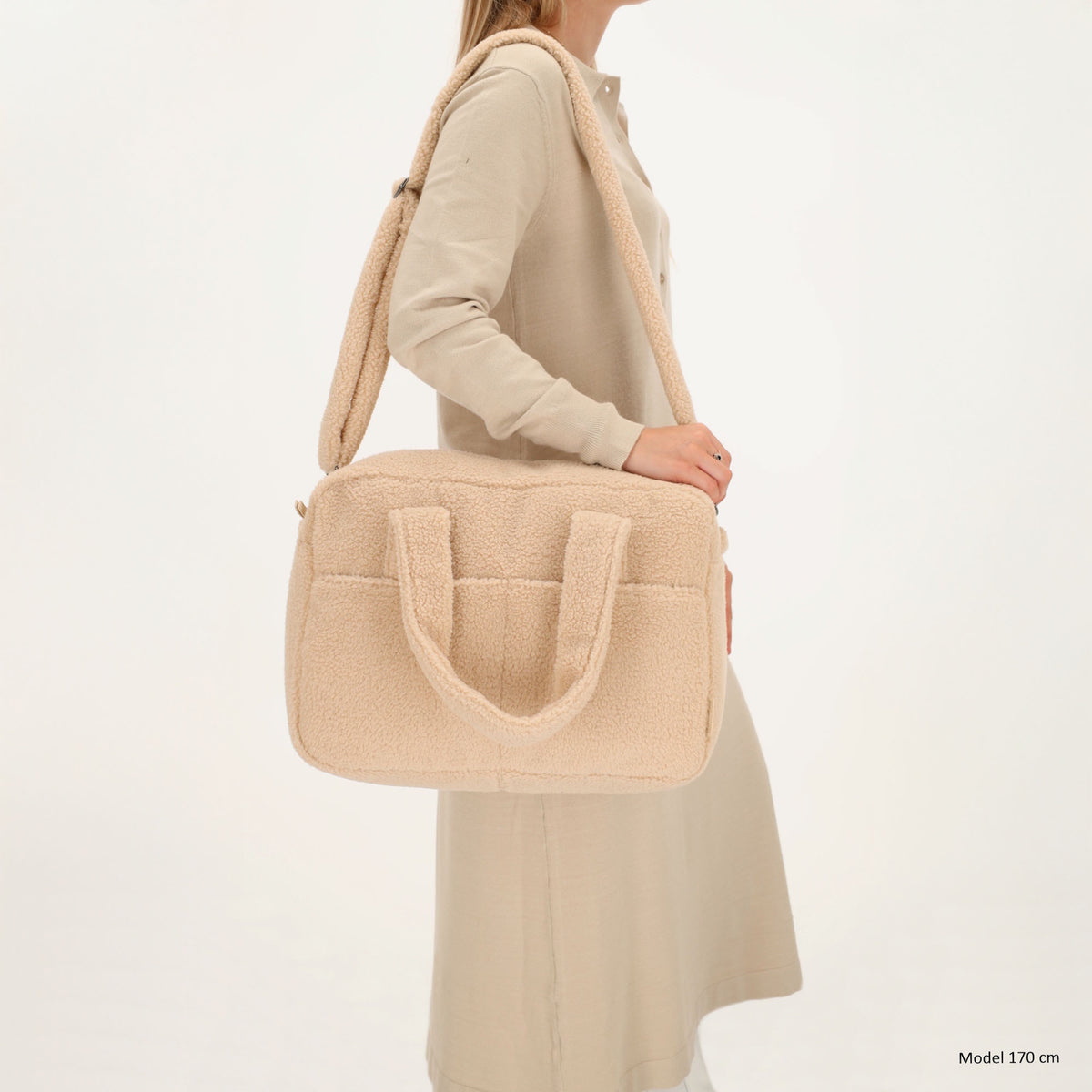 Teddy-Wickeltasche 40x28cm in Creme – Helle, moderne Babybag - leder-accessoires.com