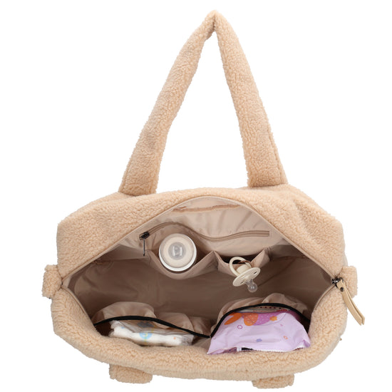 Teddy-Wickeltasche 40x28cm in Creme – Helle, moderne Babybag - leder-accessoires.com