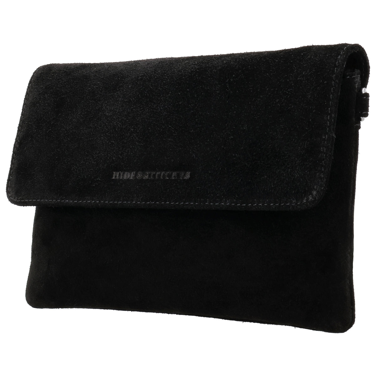 Umhängetasche 24,5x16cm Schwarz aus Wildleder - leder-accessoires.com