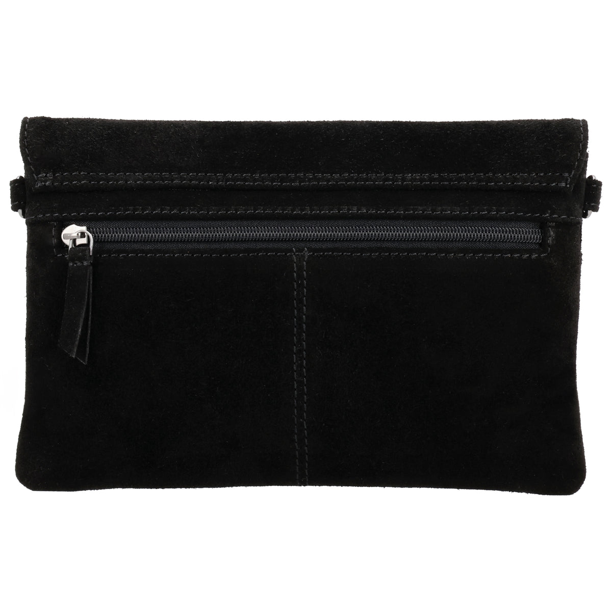 Umhängetasche 24,5x16cm Schwarz aus Wildleder - leder-accessoires.com