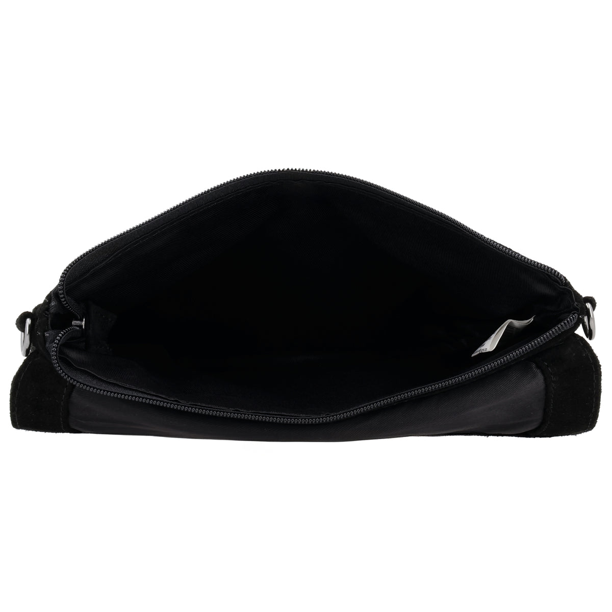 Umhängetasche 24,5x16cm Schwarz aus Wildleder - leder-accessoires.com