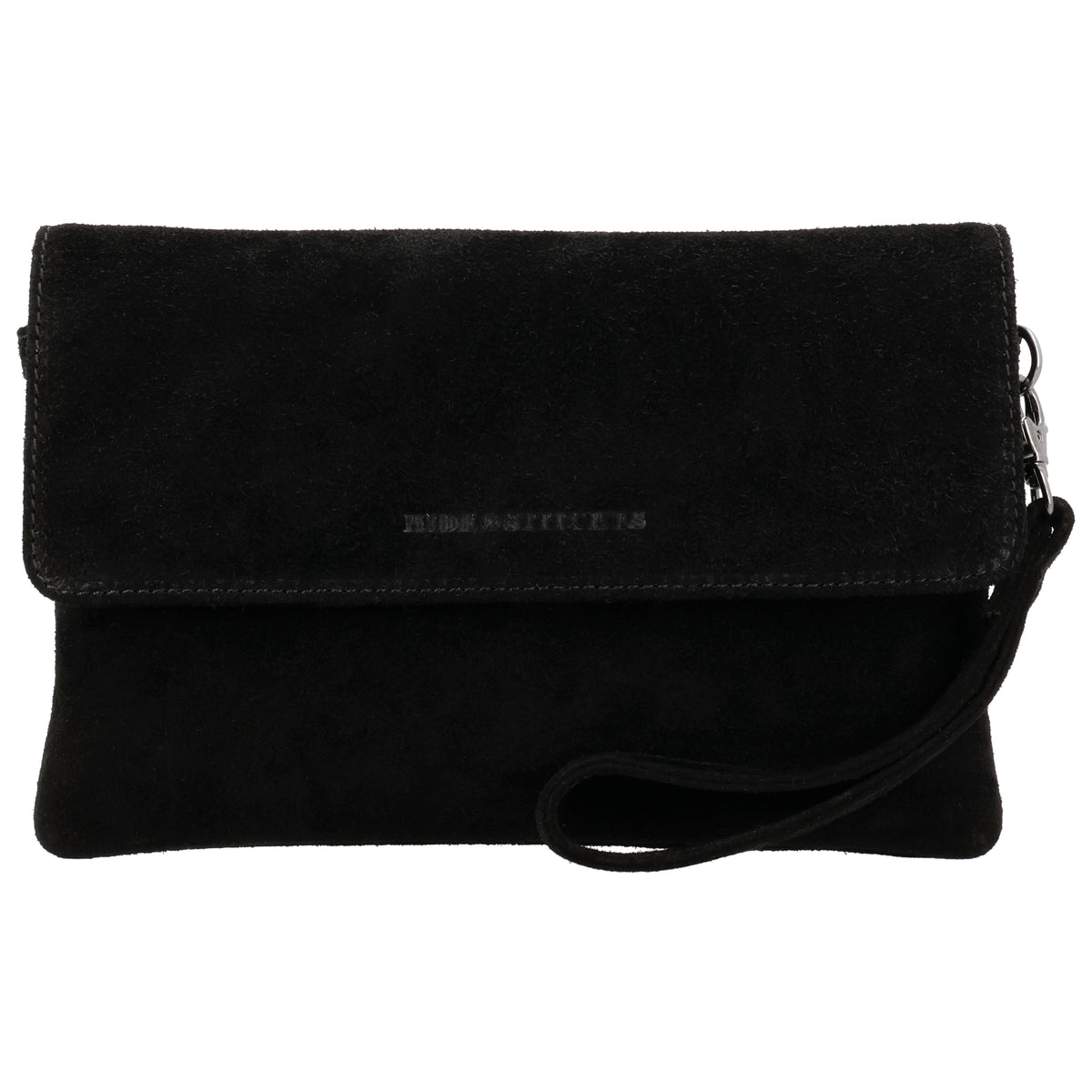 Umhängetasche 24,5x16cm Schwarz aus Wildleder - leder-accessoires.com
