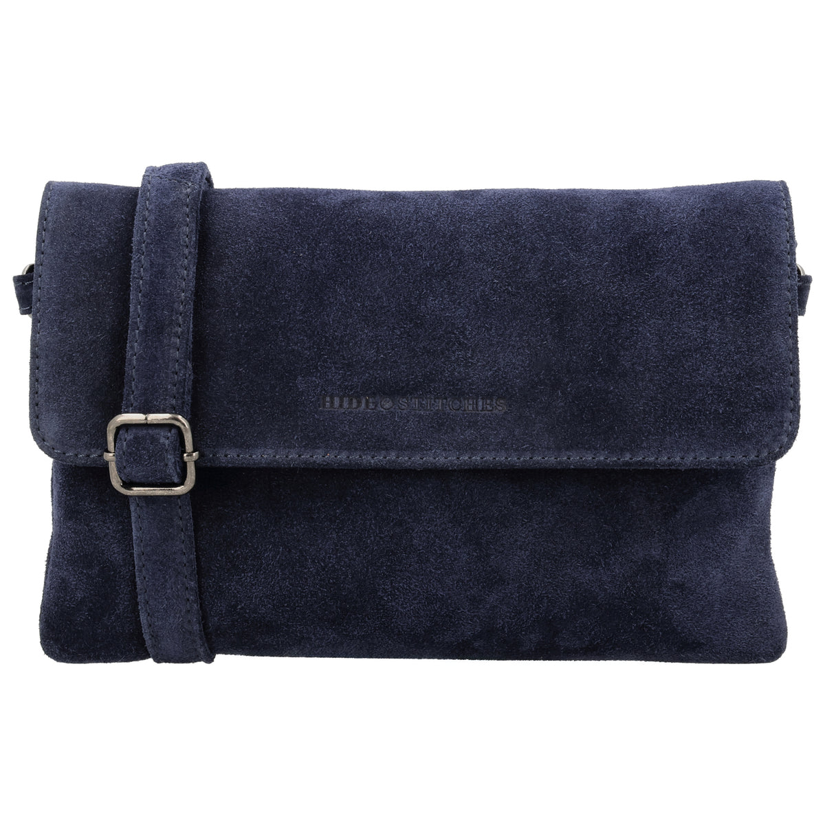 Umhängetasche 24,5x16cm Blau aus Wildleder - leder-accessoires.com