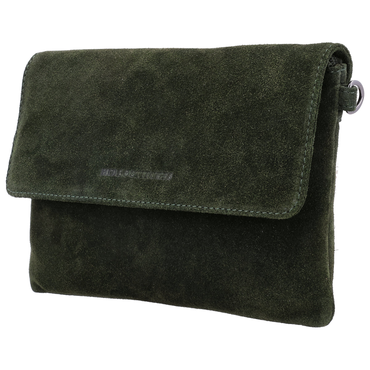 Umhängetasche 24,5x16cm Olivgrün aus Wildleder - leder-accessoires.com