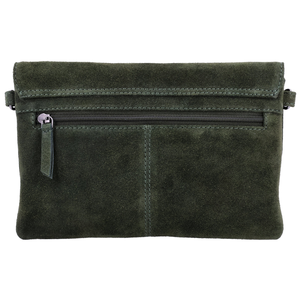 Umhängetasche 24,5x16cm Olivgrün aus Wildleder - leder-accessoires.com