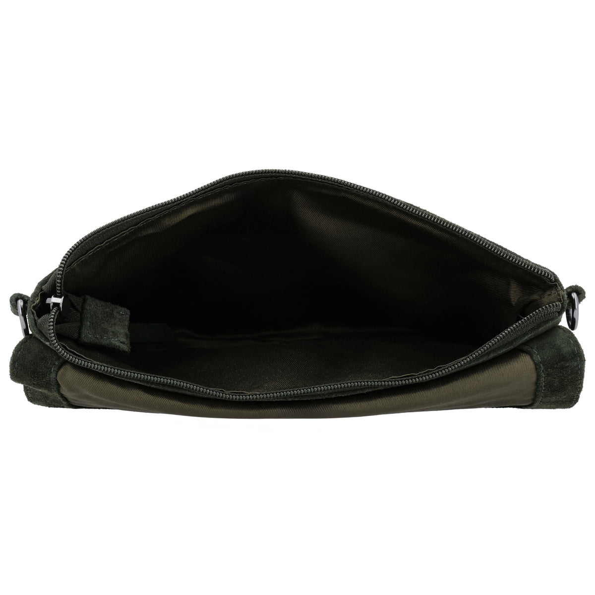 Umhängetasche 24,5x16cm Olivgrün aus Wildleder - leder-accessoires.com