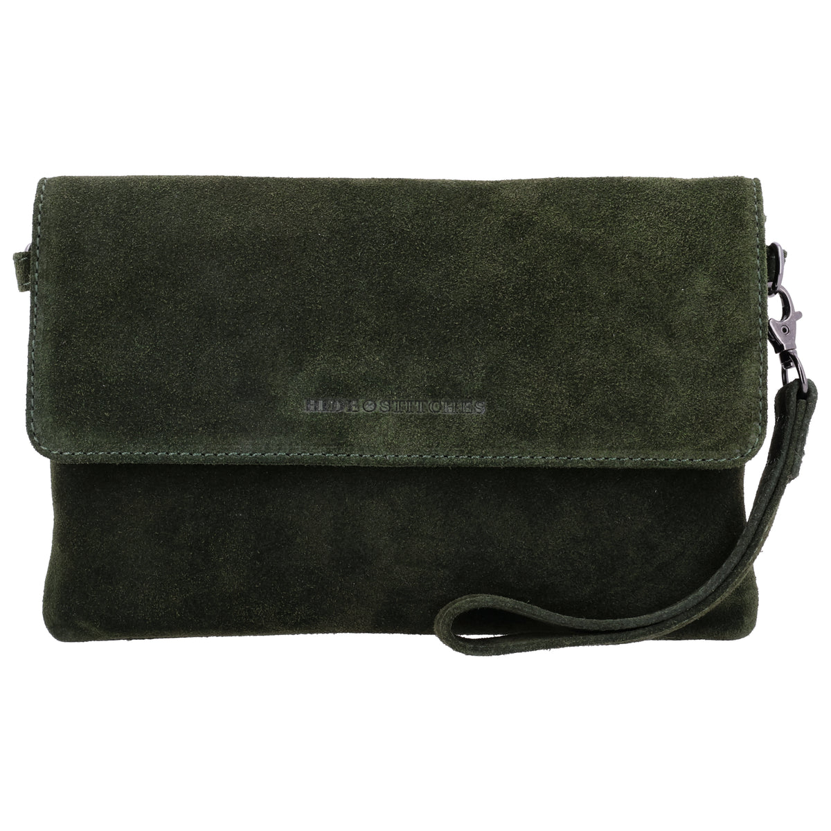Umhängetasche 24,5x16cm Olivgrün aus Wildleder - leder-accessoires.com