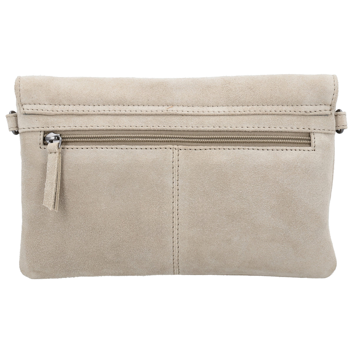 Umhängetasche 24,5x16cm Creme aus Wildleder - leder-accessoires.com