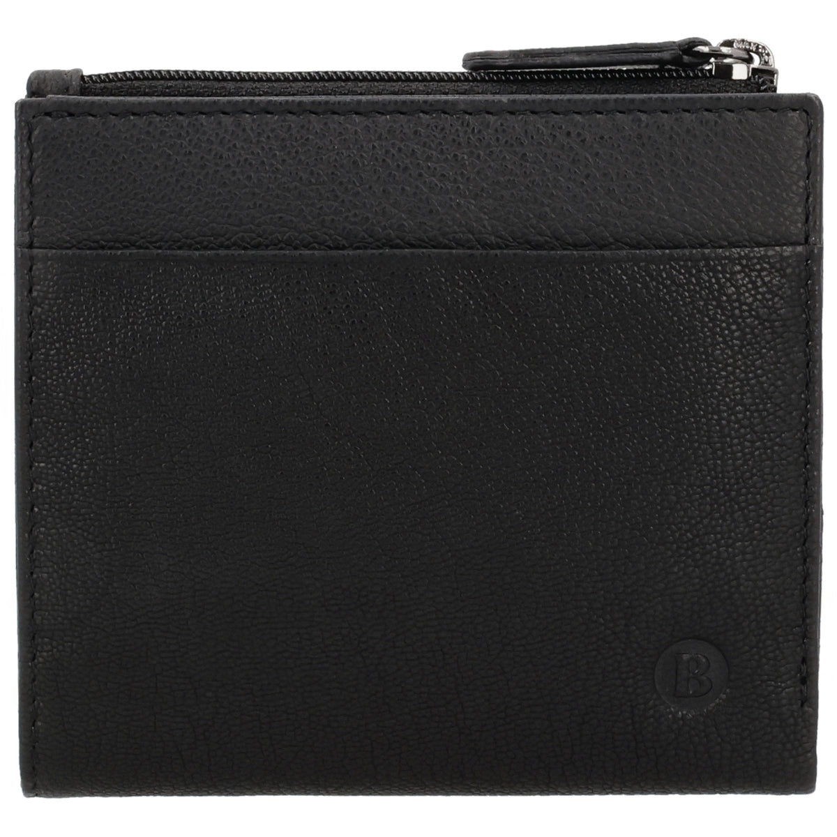 Kompaktes Portemonnaie Schwarz mit Druckknopf - leder-accessoires.com