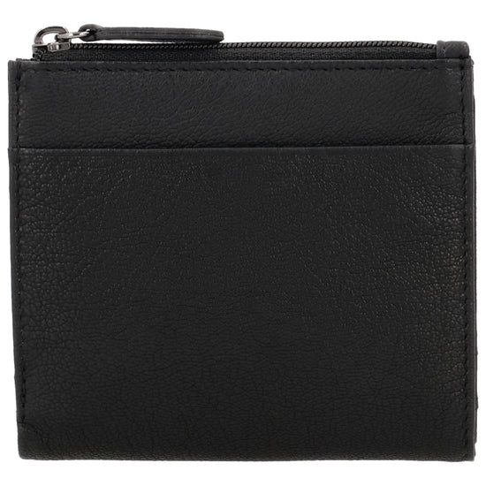 Kompaktes Portemonnaie Schwarz mit Druckknopf - leder-accessoires.com