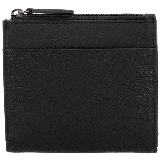 Kompaktes Portemonnaie Schwarz mit Druckknopf - leder-accessoires.com