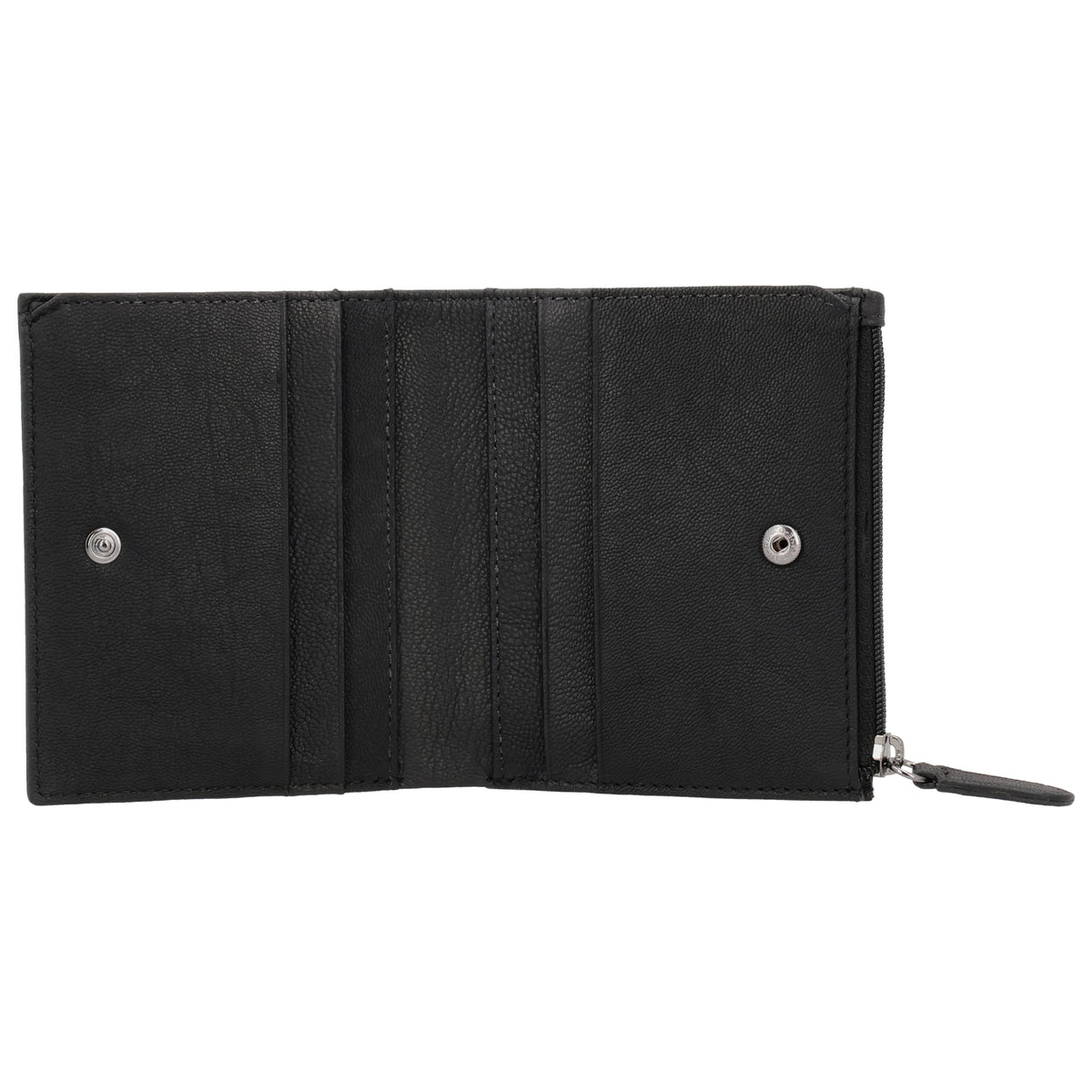 Kompaktes Portemonnaie Schwarz mit Druckknopf - leder-accessoires.com