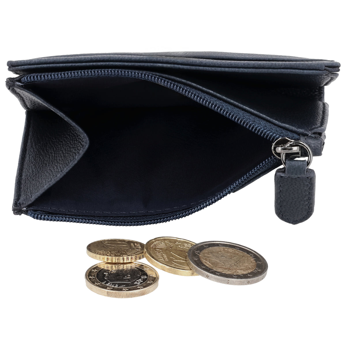 Portemonnaie Blau mit Karten- und Münzfach - leder-accessoires.com