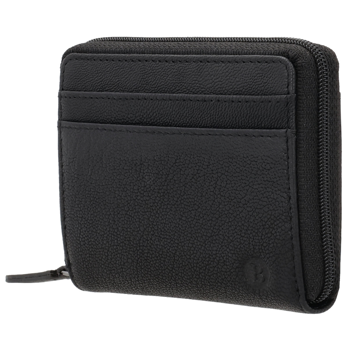 Börse klein in Schwarz mit Rundumreißverschluss - leder-accessoires.com