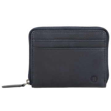Börse klein in Blau|Marine mit Rundumreißverschluss - leder-accessoires.com