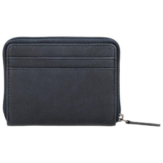 Börse klein in Blau|Marine mit Rundumreißverschluss - leder-accessoires.com