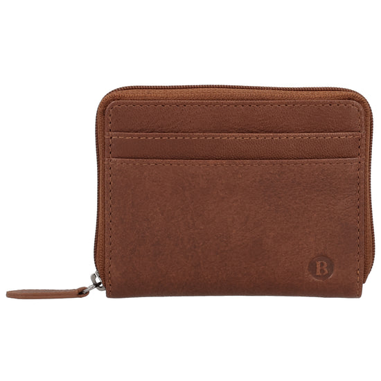 Börse klein in Cognac mit Rundumreißverschluss - leder-accessoires.com