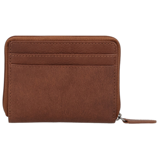 Börse klein in Cognac mit Rundumreißverschluss - leder-accessoires.com