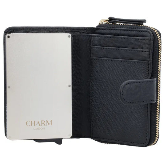 RFID Kartenetui 11x8cm Schwarz kompakt mit Alu-Case