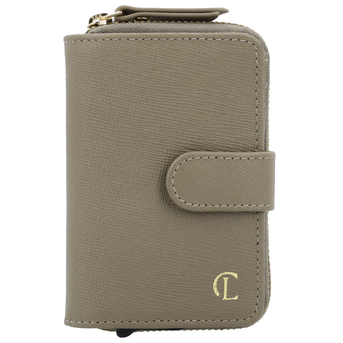 RFID Kartenetui 11x8cm Taupe kompakt mit Alu-Case - leder-accessoires.com