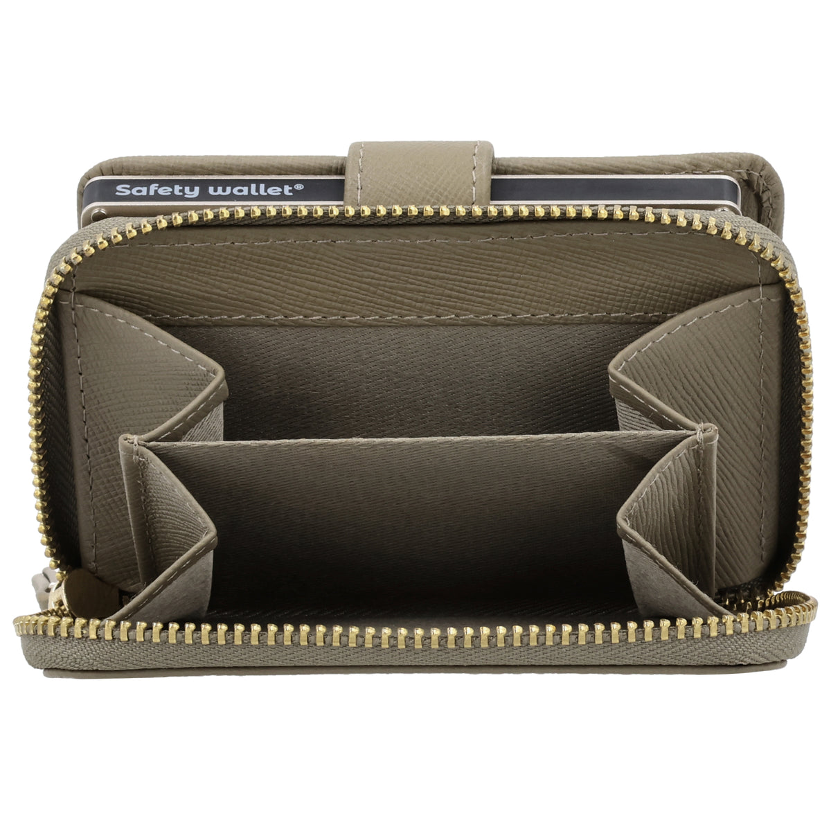 RFID Kartenetui 11x8cm Taupe kompakt mit Alu-Case - leder-accessoires.com