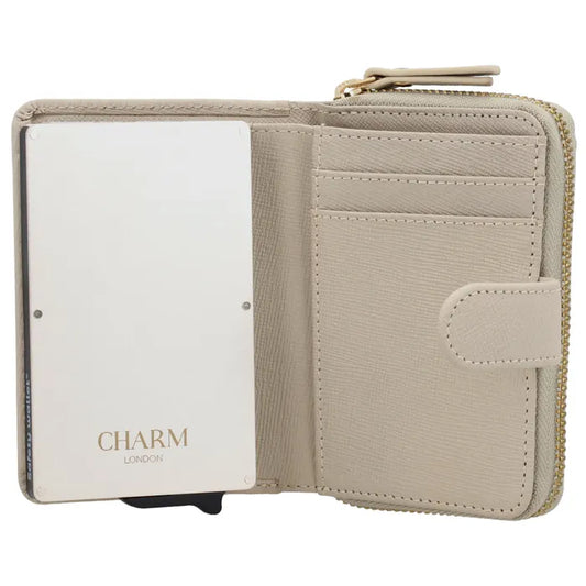 RFID Kartenetui 11x8cm Beige kompakt mit Alu-Case