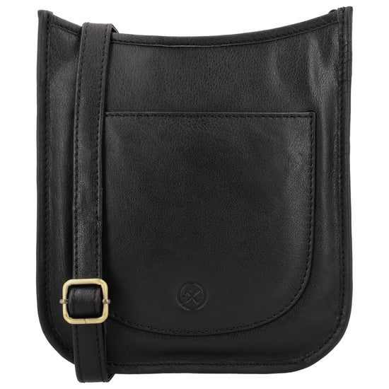 Schultertasche in Schwarz 20x21,5cm mit Reißverschluss - leder-accessoires.com
