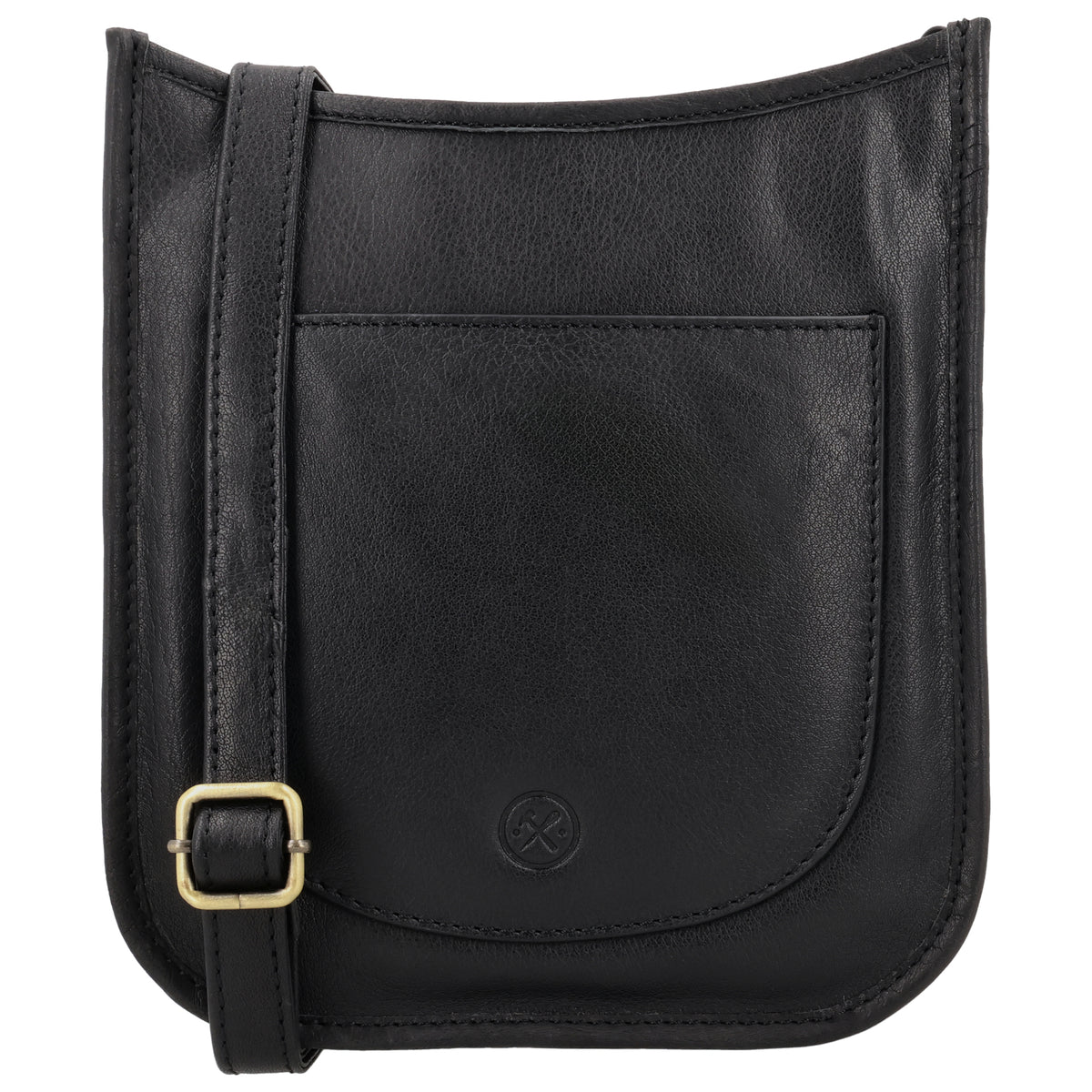 Schultertasche in Schwarz 20x21,5cm mit Reißverschluss - leder-accessoires.com