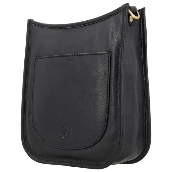 Schultertasche in Schwarz 20x21,5cm mit Reißverschluss - leder-accessoires.com