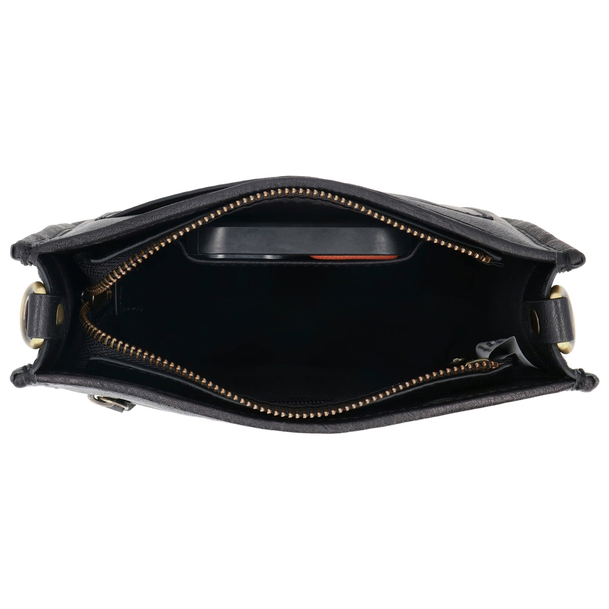 Schultertasche in Schwarz 20x21,5cm mit Reißverschluss - leder-accessoires.com