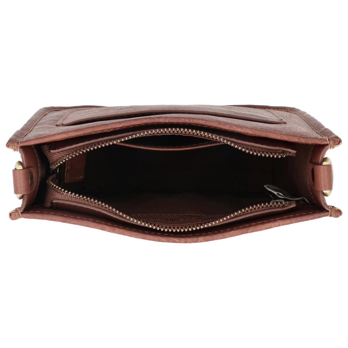 Schultertasche in Cognac 20x21,5cm mit Reißverschluss - leder-accessoires.com