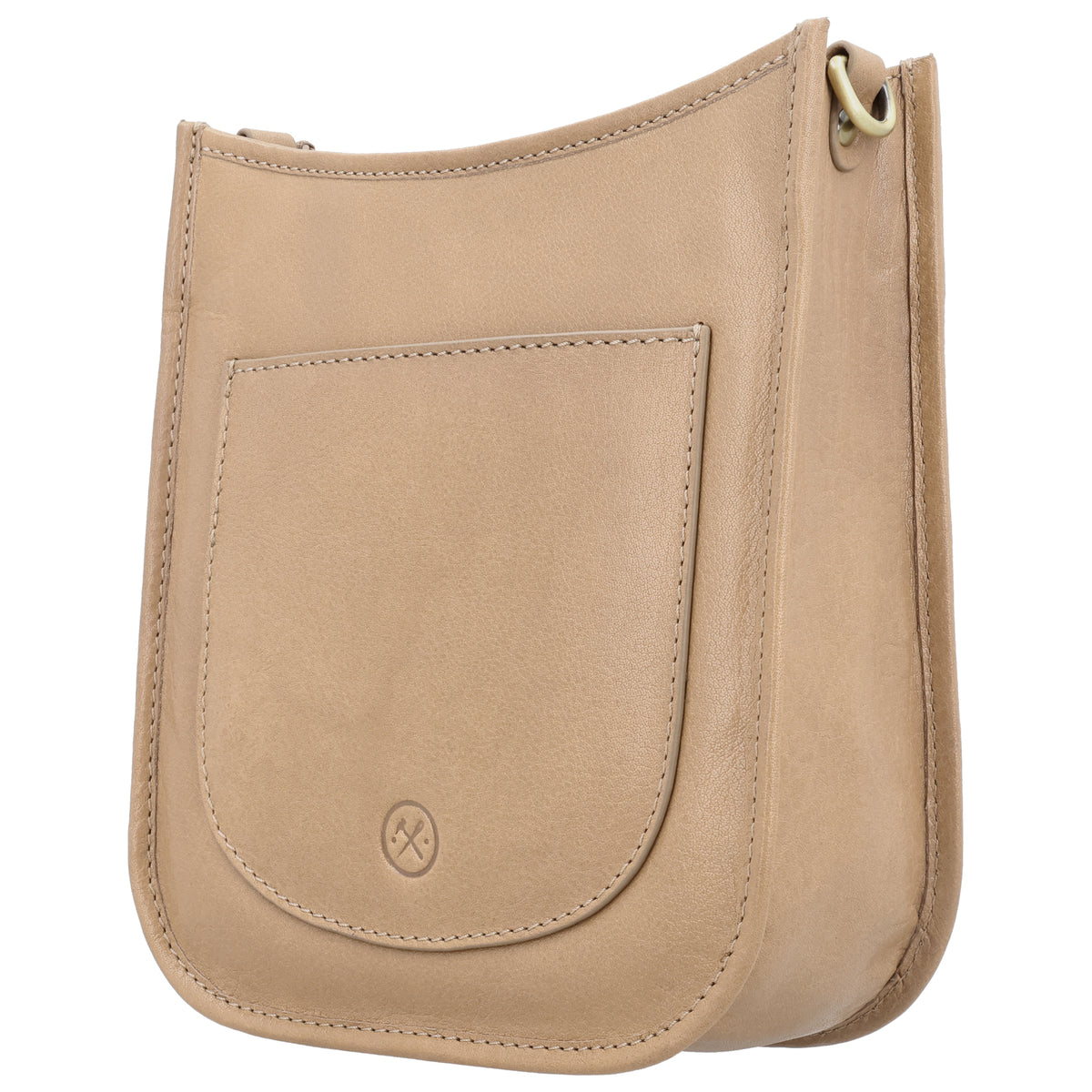 Schultertasche in Sand 20x21,5cm mit Reißverschluss - leder-accessoires.com