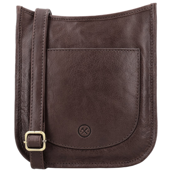 Schultertasche in Braun 20x21,5cm mit Reißverschluss - leder-accessoires.com