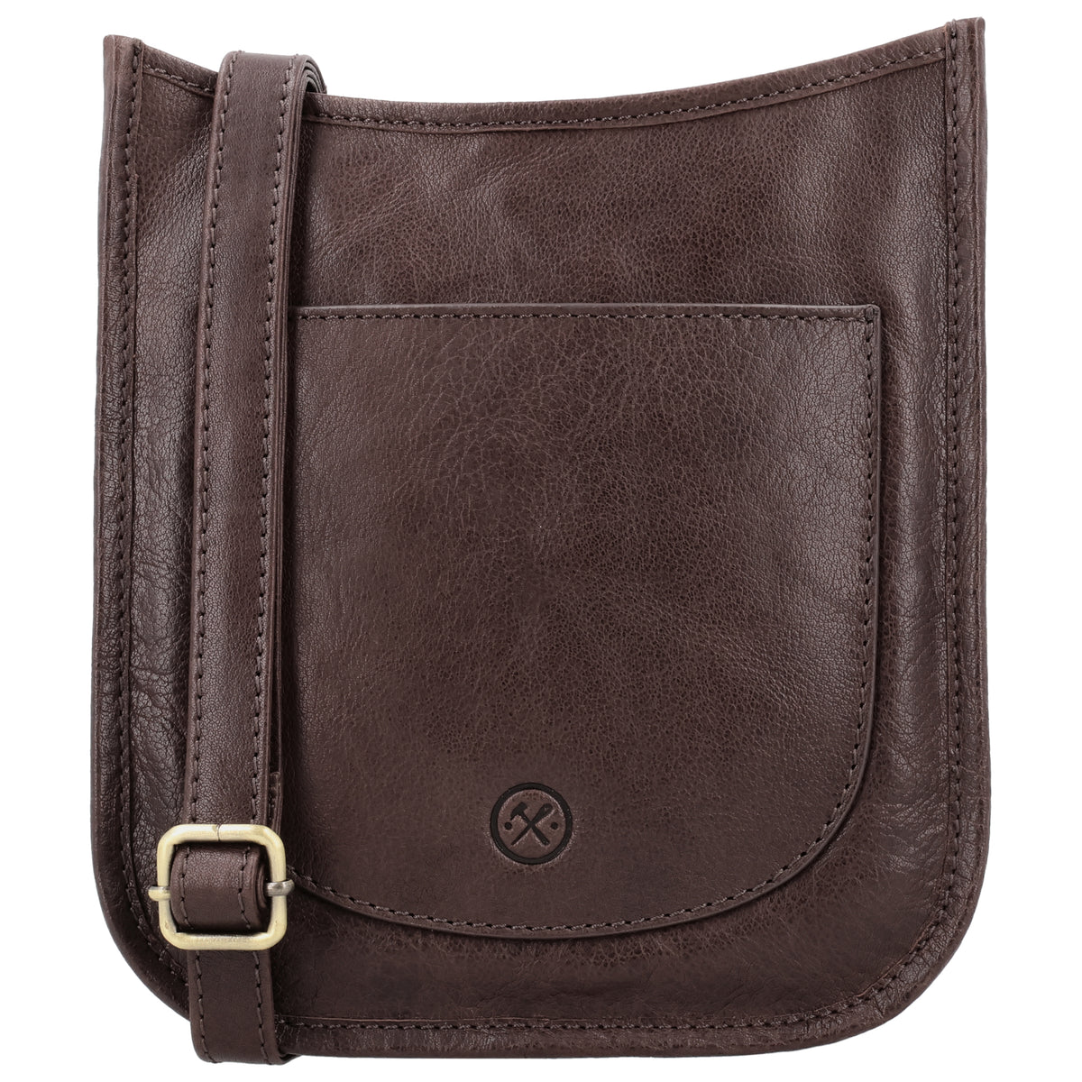 Schultertasche in Braun 20x21,5cm mit Reißverschluss - leder-accessoires.com