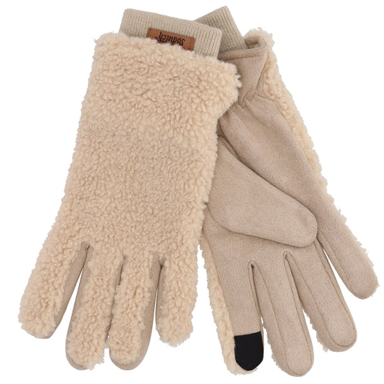 Teddyfellhandschuh in Beige mit Touchscreen-Funktion - leder-accessoires.com