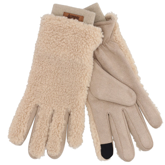 Teddyfellhandschuh in Beige mit Touchscreen-Funktion - leder-accessoires.com