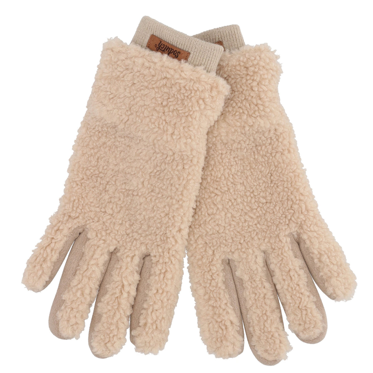 Teddyfellhandschuh in Beige mit Touchscreen-Funktion - leder-accessoires.com
