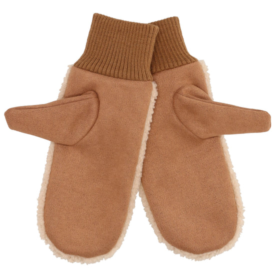 Fäustlinge Cognac in Wildlederimitat und flauschigem Innenfutter - leder-accessoires.com
