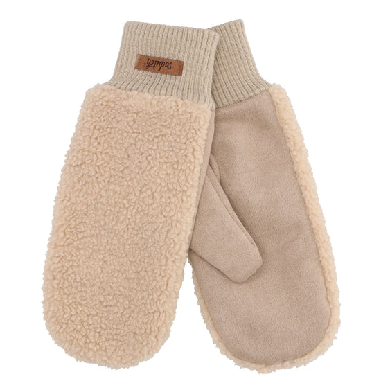 Fäustlinge Beige in Wildlederimitat und flauschigem Innenfutter - leder-accessoires.com