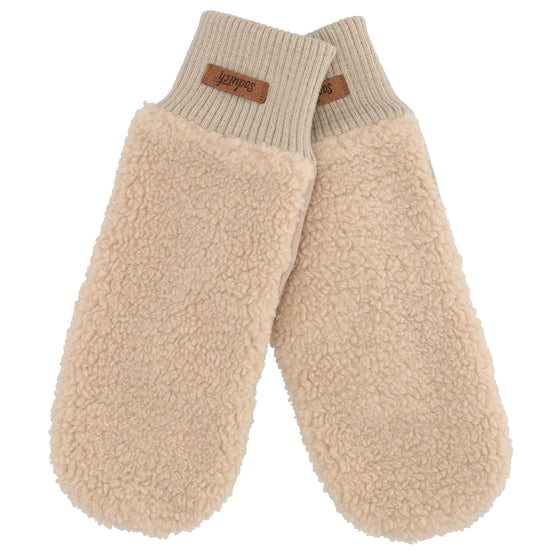 Fäustlinge Beige in Wildlederimitat und flauschigem Innenfutter - leder-accessoires.com