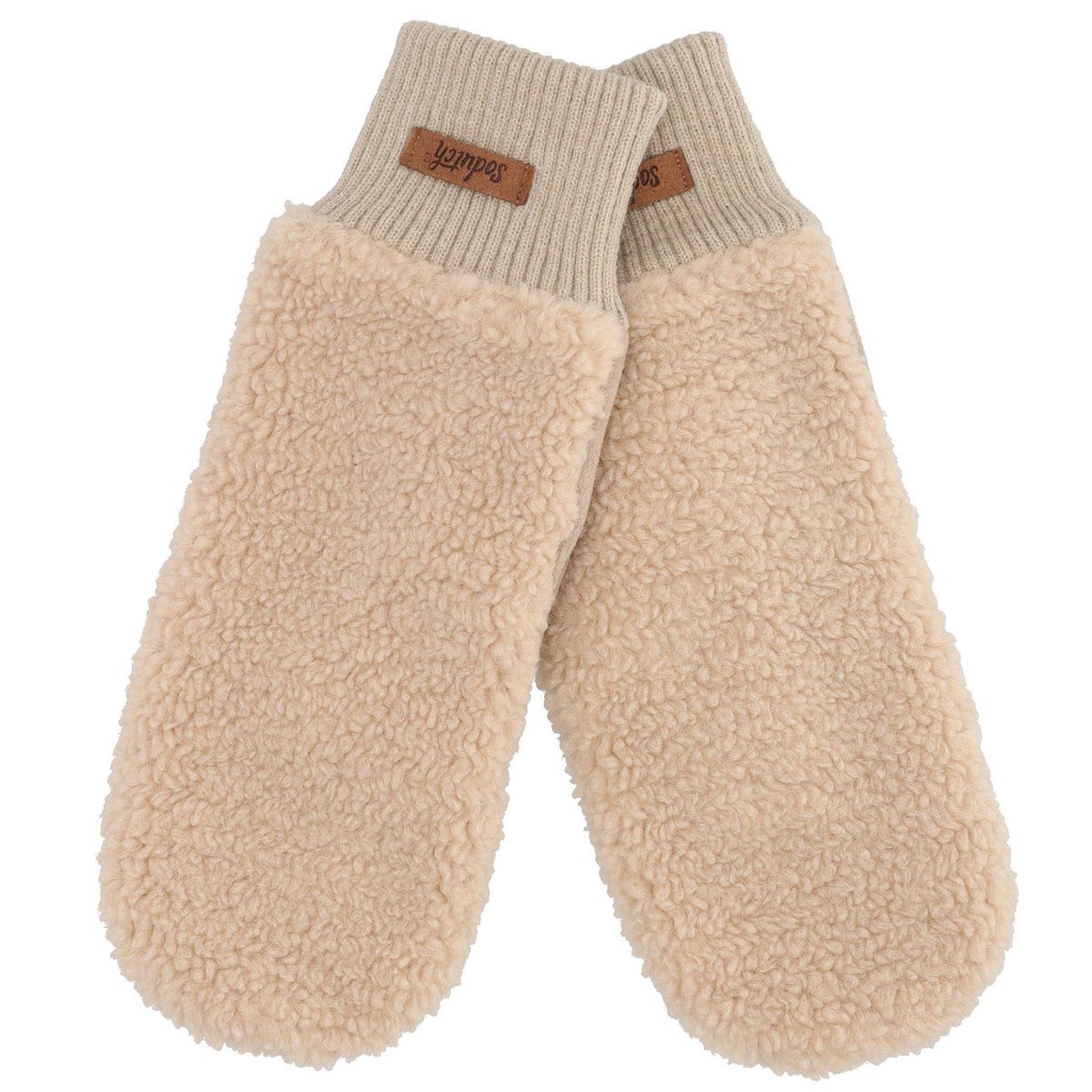 Fäustlinge Beige in Wildlederimitat und flauschigem Innenfutter - leder-accessoires.com