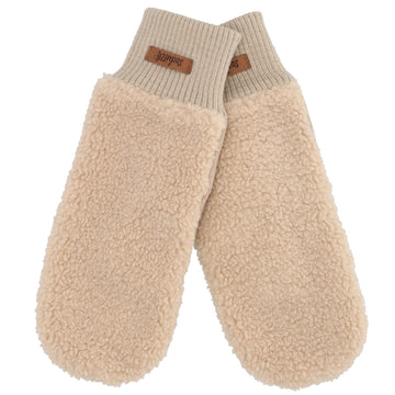 Fäustlinge Beige in Wildlederimitat und flauschigem Innenfutter - leder-accessoires.com
