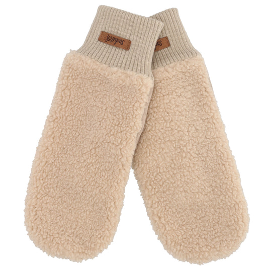 Fäustlinge Beige in Wildlederimitat und flauschigem Innenfutter - leder-accessoires.com