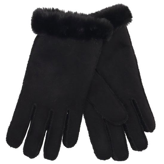 Winterhandschuh in Schwarz in Wildleder-Optik - leder-accessoires.com