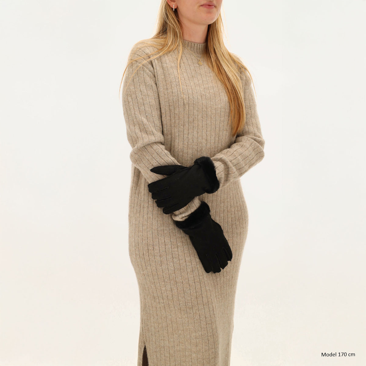 Winterhandschuh in Schwarz in Wildleder-Optik - leder-accessoires.com