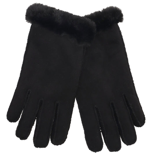 Winterhandschuh in Schwarz in Wildleder-Optik - leder-accessoires.com