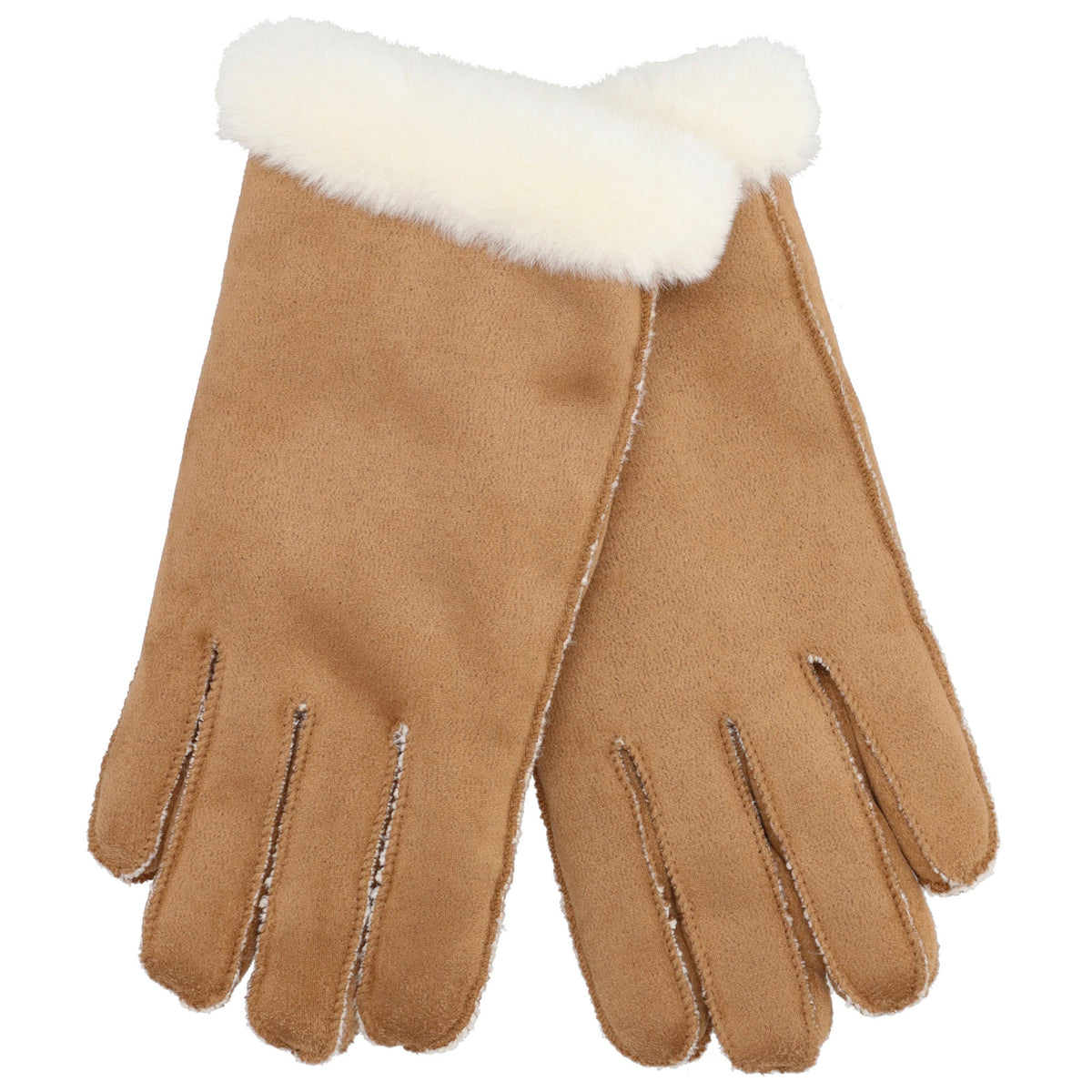 Winterhandschuh in Cognac in Wildleder-Optik - leder-accessoires.com